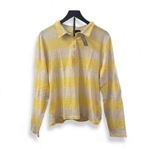 J. Crew women’s striped long sleeve top size large yellow stripes office wear